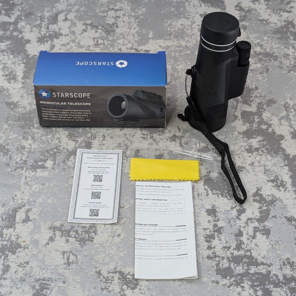 StarScope Monocular Telescope 10x Fixed Zoom IPX5 Water Resistant 30671 Open Box